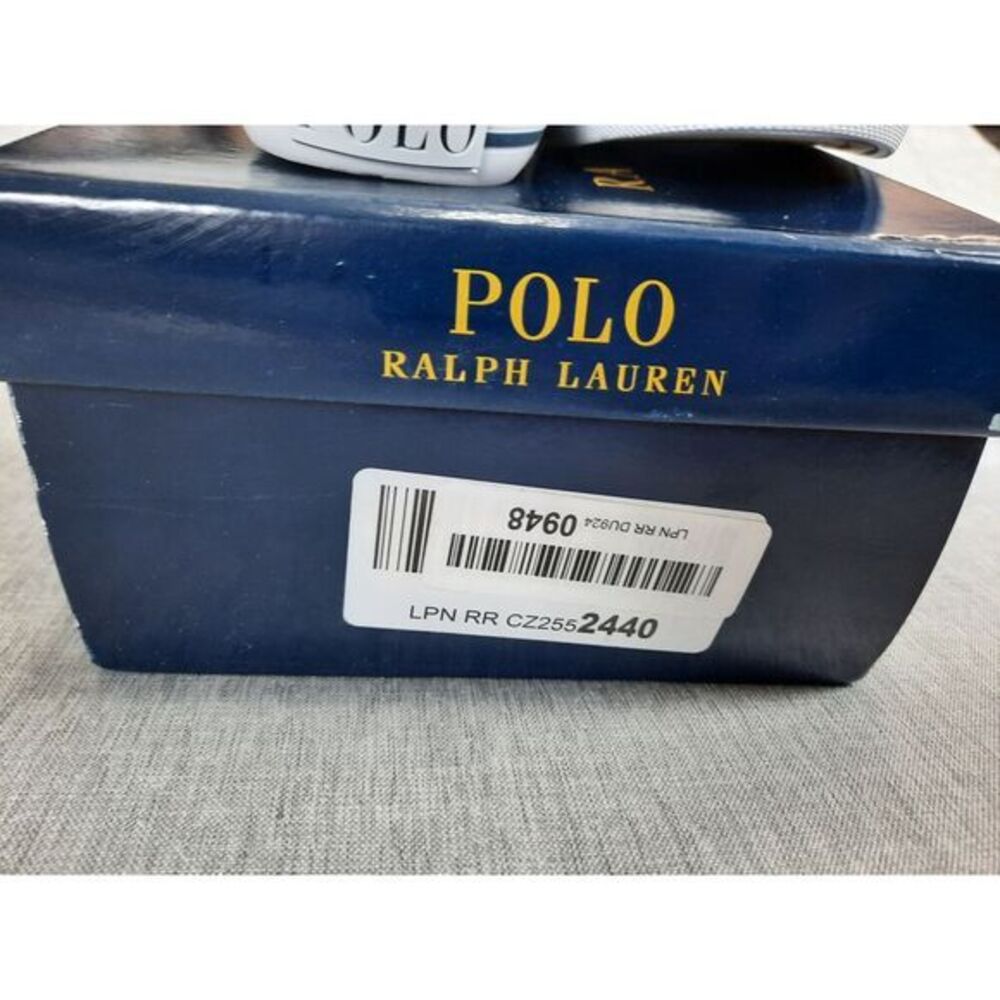 Polo Ralph Lauren Youth's 13 1/2 White Logo Embroidery Triple Velcro Sneakers